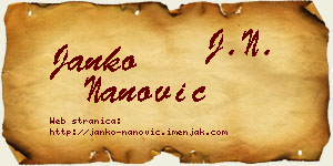 Janko Nanović vizit kartica